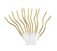 48 Candeline di Compleanno a Spirale, Lunghe 15 cm, con Supporto alla Base, Dorate