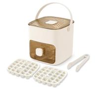 48 Cube Double Deck Portable Ice Maker with Easy-Press Lid & Tongs (White)