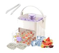 48 Cube Ice Cube Tray with Press Lid & Storage Bin, 2-in-1 Double Layer Silicone Ice Maker Set, Easy Release Ice Mold with Scoop and Tongs for Whiskey, Cocktail, Coffee (D)