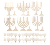 48 decorazioni portacandele Hanukkah, in legno grezzo da colorare e