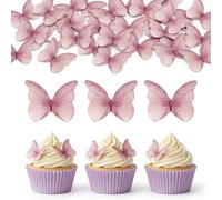 48 farfalle commestibili per torta, riso, multicolore decorazione per torta | Torta Di Farfalla Commestible Toppers, 3D Viola Decorazione, Bambino Compleanno, Matrimonio, Battesimo, Festa