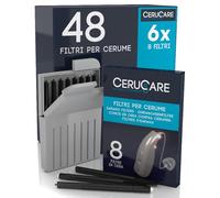 48 Filtri per Cerume CeruCare Paracerume per Apparecchi Acustici Pulizia Rapida ed Efficace Protegge Apparecchio Acustico da Umidità e Polvere con Custodia Rigida Richiudibile Diametro 1,3mm