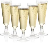 48 Flute da Champagne Eleganti in Plastica 150ml Lavabili e Riutilizzabili