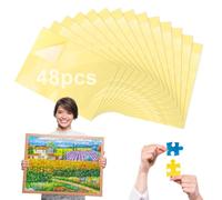 48 Fogli Colla per Puzzle Bifacciale Colla Puzzle Carta Adesiva Trasparente Fogli Adesivi Trasparenti Puzzle Pellicola Autoadesiva per Fissare e Proteggere i Puzzle per Foto e Cartoline(25 × 18 cm)