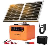 48 KM Elettrificatore per Recinto Elettrico Solare, 0,3 J-1,5 J, 6 KV-12 KV Recinto Elettrico per Animali da 15 W, con Batteria al Piombo da 12 V 7 Ah Integrata, Adatto per Bovini, Fattorie e Giardini