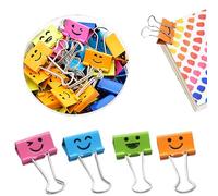 48 mollette di carta da 25 mm con scatola, graffette per sorrisi, in metallo, clip per rilegatura, clip in metallo per appunti, organizzazione, classificazione, contiene 110 fogli di carta (colorata)