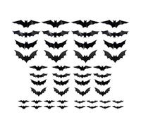 48 Pack Halloween LED Bat Decorations, Lighted 3D Bat Stickers Glow in The Dark Bats Decoration Wall Stickers for Halloween Party, Bedroom Window Decorations, Indoor and Outdoor Home Decals