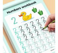 48 pagine Libro di esercizi per apprendere la scrittura a mano con matrice di punti, libro di esercizi digitali da 0 a 100, quaderno da disegno rosso, quaderno di esercizi per il controllo della penna