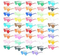 48 paia di occhiali da sole a forma di cuore, tonalità colorate senza montatura per ogni occasione, protezione dalla luce solare, montatura per PC, con 22 colori brillanti, leggeri per viaggi e tempo