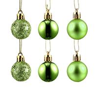 , 48 Palline Decorative per Albero di Natale, infrangibili, con Glitter, in plastica Lucida, 3 cm, Verde Opaco
