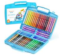 48 Pastelli a Cera Rotanti per Bambini, Pastelli Girevoli e Lavabili | per Bambini Piccoli Studenti, Set di Pastelli in Gel Atossici con Astuccio Pieghevole, Ideali per Carta, Vetro e Specchi