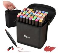 48 pc marcatori graffiti impostati a doppia punta idrofila penne ad acqueretto per asciugatura rapida marcatori di vernice per disegno, schizzi, scarabocchi, colorazioni per adulti e forniture d