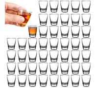48 PCS Bicchierini da Liquore, Bicchieri da 30 ml, Bicchieri da Shot Trasparenti, Tumbler in Vetro Temperato a Base Spessa, Bicchieri Shot, Bicchiere in Vetro Dal, per Tequila Whisky, Gin, Vodka