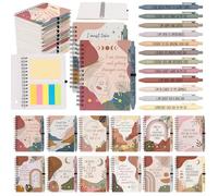 48 Pcs Boho Aesthetic Gifts Bulk - 24 Sets Self-Care Notebooks with Matching Pens & Sticky Notes, Abstract Motivational Journals for Women, Students, Mental Health, Yoga Retreats (5.5 x 4.7 Inch)