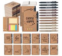 48 Pcs Employee Appreciation Gifts Bulk - 24 Sets Motivational Notebooks with Pens & Sticky Notes, Modern Kraft Inspirational Journals for Coworkers, Staff, Men & Women, Team Building (5.5 x 4.7 Inch)