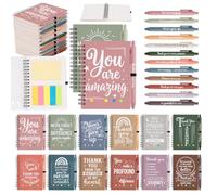 48 Pcs Employee Appreciation Gifts in Bulk, 24 Sets Boho Thank You Spiral Notebooks with Pens & Sticky Notes, Inspirational Coworker Gifts for Staff, Teachers, Nurses, Volunteers (5.5 x 4.7 Inch)