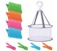48 Pcs Mollette per Bucato Antiscivolo,Mollette di Plastica con Cestino,Molletta Multicolore Non Lascia Segni,Forte Forza di Serraggio Multifunzione per Bucato per Biancheria Intima,T Shirts,Calze