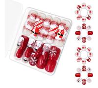 48 Pcs Short Square Christmas False Nails Elegant Fall Press On Fall Lights Stick French Sust On Snow Flakes Inverno Accessori Per Unghie Invernali