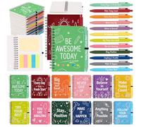 48 Pcs Student Motivational Gifts Bulk - 24 Sets Colorful Inspirational Notebooks with Matching Pens & Sticky Notes, Back to School Journals for Kids, Classrooms, Teachers, Team Building (5.5 x 4.7