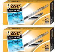 48 penne a sfera Bic Xtra Comfort Round Stic, impugnatura morbida e confortevole e scrittura fluida fluida, pennino in tungsteno, medio 1,2 mm, inchiostro nero
