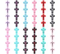 48 perline focali a croce in silicone per braccialetti e collane, 12 colori, per preghiera religiosa religiosa fai da te, morbide perline a forma di croce per la creazione di gioielli per progetti