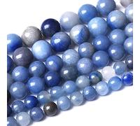 48 perline rotonde in avventurina blu naturale da 8 mm, per la creazione di gioielli e bracciali, 38 cm