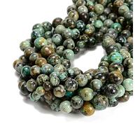 48 perline turchesi africane, 8 mm, pietra naturale, rotonde, vera pietra per la produzione di braccialetti fai da te, cordini per gioielli
