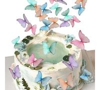 48 Pezzi 3D Farfalle Decorative Torta, Farfalle Commestibili per Torte, Compleanno Cupcake Toppers, Cake Topper Battesimo per Decorazione Della Festa di Compleanno di Bambini e Adulti, Multicolore