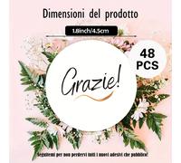 48 pezzi, 96 pezzi, 144 pezzi di adesivi rotondi con l'iscrizione "Grazie!" in elegante calligrafia, adatti per confezioni regalo, etichette regalo, buste, , feste, ecc., per esprimere la gratitudine