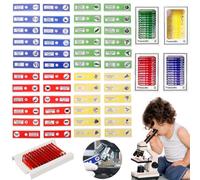 48 Pezzi Accessori Microscopio con 24 Vetrini Biologici Preparati | Include campioni di animali, piante, insetti, fibre e polline, ideale per l'apprendimento scientifico dei bambini