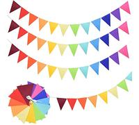 48 Pezzi Bandierine Triangolari Colorate,Bandierine in Feltro Color Arcobaleno,Bandierine Bandierine Fiesta,Bandierine Colorate Cameretta,Bandierine Compleanno (12 Colori Dell'Arcobaleno)