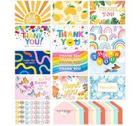 48 Pezzi Biglietti di Ringraziamento in Assortimento,50 Adesivi e 48 Buste
