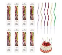 48 Pezzi Candeline Compleanno 5 colori, Candele a Spirale di Compleanno Metalliche Lunghe e Sottili Candele Torta con Supporti Perfette per Decorazioni di Torte di Compleanno Matrimoni Altri Eventi