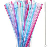 48 Pezzi Cannucce di Plastica con Bandierine Team Bride Cannucce Team Bride Cannuccia Riutilizzabile Spessa Cannuccia Glitterata Senza BPA Accessori (Multicolore)