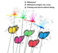 48 pezzi colorati di decorazioni da giardino farfalle e pali di libellule