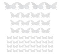 48 PEZZI Combinazione di Farfalle Fai da Te Decalcomanie Adesivi Murali Farfalle 3D per Casa essuto Patch Ricamo Adesivo Hot Melt Colla Applique Decor (Argento Glitter)