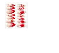 48 Pezzi Comode Unghie Artificiali Fiocchi Cuore Rosso Design Romantico ABS Diverse Dimensioni Flessibile Vestibilità Del Giorno Indossare Chiodo