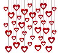 48 Pezzi Cuore Rosso Pendenti Appendere Rosso Glitter Cuore Hanging Swirls Decorations Cuore Ghirlanda da Appendere del Soffitto per Decorazioni San Valentino Matrimoni Anniversario