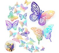 48 Pezzi Decoro da Parete a Farfalla, MXTIMWAN 3D Adesivi a Forma di Farfalla Adesivi Parete Bambini Farfalla Stickers Farfalle Decorative Murali la Camera da Letto e la Festa di Compleanno