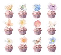 48 pezzi di carta per decorare torte fiori, decorazioni torta e cupcake compleanno, per torte per compleanno, battesimo, matrimonio