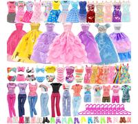 48 pezzi di vestiti e accessori per bambole, 3 pezzi di abiti alla moda, 3 top, 3 pantaloni, 3 pezzi di abiti da festa, 2 set di costumi da bagno