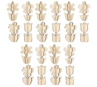 48 Pezzi Fiori di Legno Grezzo per Decorazioni 3d Beige Rustiche | Pittura a Base D'acqua e Glitter, Stile Farmhouse, per Casa e Natale, Set Creativo Facile per Genitori e Piccoli