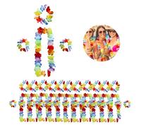 48 Pezzi Ghirlanda Hawaiana con Fascia Hawaiana, Braccialetti Hawaiana Set, Hawaiana Collana Riutilizzabili per la Decorazione di Feste Tropicali, per Uomini e Donne Ghirlande Hawaii