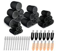 48 Pezzi Hair Rollers Autoadesivi Set con Clip - Bigodini 4 Misure 60mm 48mm 36mm 25mm per Salone Fai da Te Parrucchiere Acconciatura