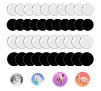 48 Pezzi Magneti Frigo Fai Da Te e 48 Pezzi Cabochon in Vetro Trasparente, 25/30mm Rotondi Calamite per Foto, Magneti Autoadesivi, per Frigorifero in Classe Armadietto Lavagna Bianca, Casa Decorazione