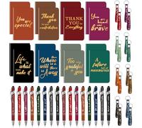 48 Pezzi Mini Quaderno Piccolo, 8*12 cm Block Notes Tascabilediari Motivazionali, Blocchi Note, Regali di Apprezzamento per i Dipendenti con 16 Portachiavi, 16 Penne, 16 Quaderni Motivazionali