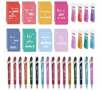 48 Pezzi Mini Quaderno Piccolo, 8*12 cm Block Notes Tascabilediari Motivazionali, Blocchi Note, Regali di Apprezzamento per i Dipendenti con 16 Portachiavi, 16 Penne, 16 Quaderni Motivazionali