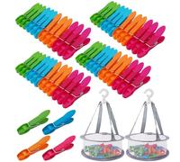 48 Pezzi Mollette per Bucato Antisegno con Cestino, Colorate Multifunzione Mollette Bucato, Antiscivolo Plastica Mollettine, 4 Colori Antivento Mollettes per Stendibiancheria, Asciugamano, Vestiti