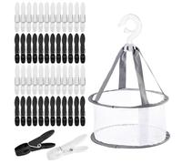 48 Pezzi Mollette per Bucato con Cestino,Mollette Colorate con Cestello,Portamollette da Bucato,Bianco e Nero Clothespin,Portamollette da Bucato da Esterno per Asciugamani,Indumenti e Calzini