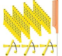 48 Pezzi Perm Capelli Corti Aste per Onde Fredde Plastica Canne Perming Bigodini Arricciacapelli con Pettine Acciaio Codone Pettine per Coda di Ratto Parrucchieri (Giallo e Arancione, 0,28 Pollici)